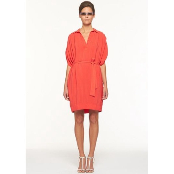 Diane Von Furstenberg Coral Red Karin Dress Sz 10 - Picture 16 of 16